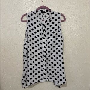 Rebecca Elliott Polka Dot Sleeveless Blouse - Black and White